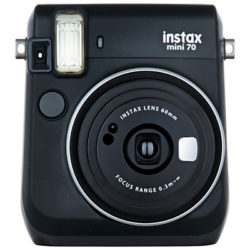 Fujifilm Instax Mini 70 Instant Camera With 10 Shots Of Film, Selfi Mode, Built-In Flash & Hand Strap Black